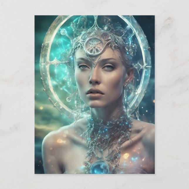 Space Woman Bevackra Scifi Vykort (Framsida)