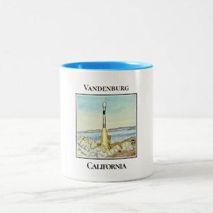 Space X Rocket Launch, Vandenburg, Kalifornien Två-Tonad Mugg
