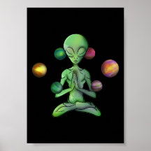 Space Yoga Andlig Alien Meditating