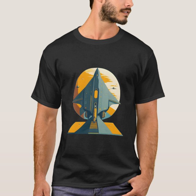 Spacecraft Spaceship Science Fiction T Shirt (Framsida)