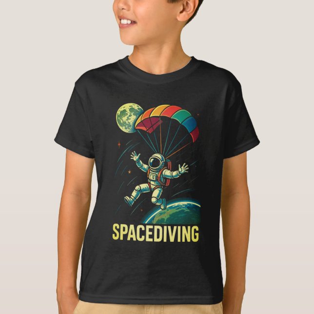 Spacediving Astronaut Skydiving T Shirt (Framsida)