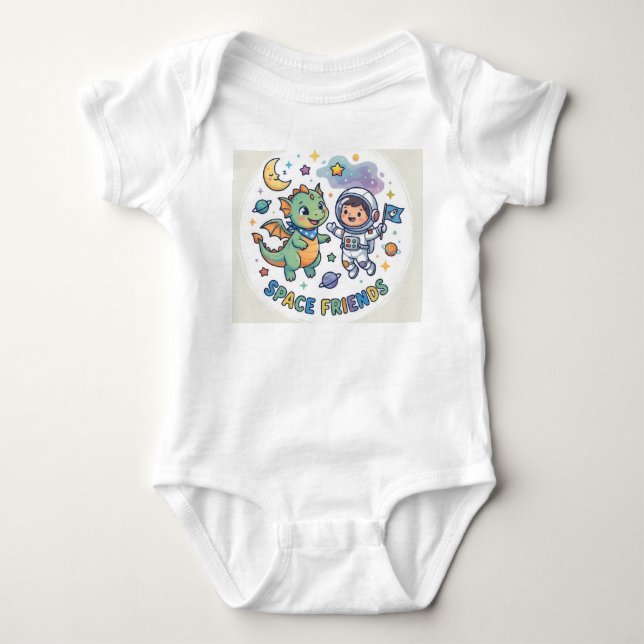 SpaceFriends Baby Bodyoverall T Shirt (Framsida)