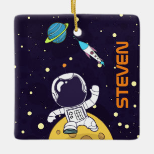 Spaceman Astronaut Exploring Rymden Julgransprydnad Keramik