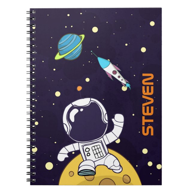Spaceman Astronaut Flytande i Rymden Anteckningsbok (Framsidan)
