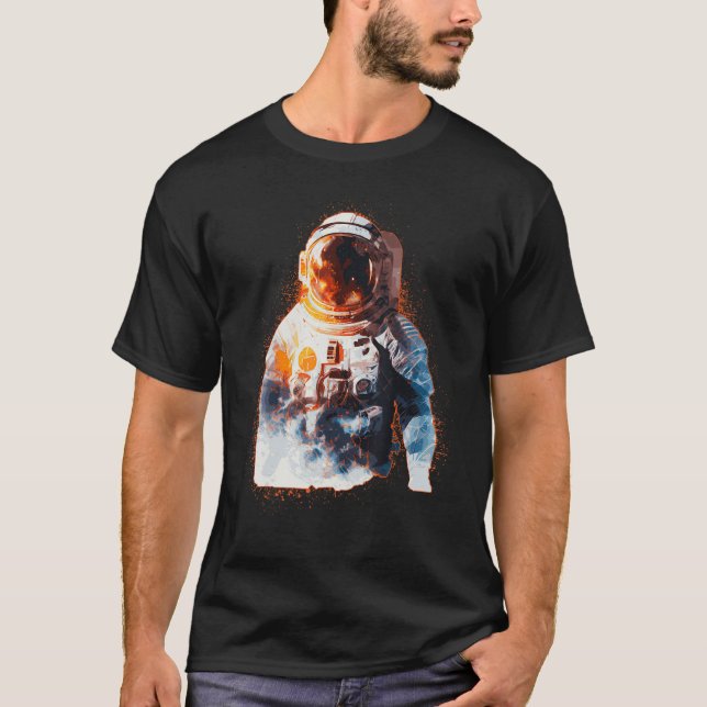Spaceman Astronaut Galaxy Astronomy Sci Fi Fläkt T Shirt (Framsida)