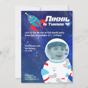 Spaceman Astronaut Rymden Birthday Inbjudningar