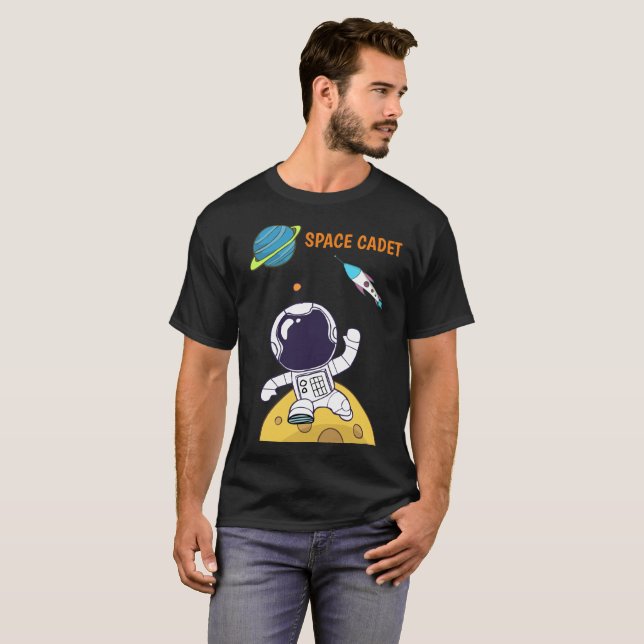 Spaceman Exploring Rymden Space Cadet T Shirt (Hel framsida)