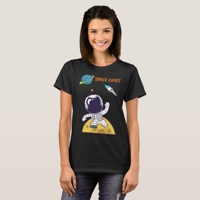 Spaceman Exploring Rymden Space Cadet T Shirt (Hel framsida)
