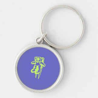 Spaceman Keychain Rund Silverfärgad Nyckelring