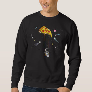 Spaceman Pizza Slice Fast Food Astronomy Solar Lång Ärmad Tröja