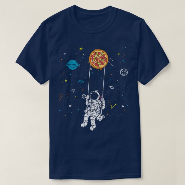 Spaceman Pizza, underbart Fast Food Solar System A T Shirt (Design framsida)