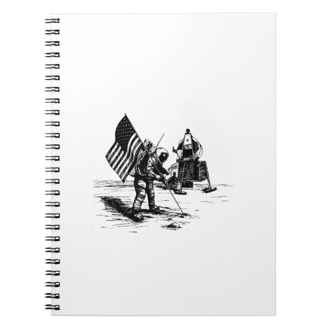 Spaceman Planting American Flagga på Måne Anteckningsbok (Framsidan)