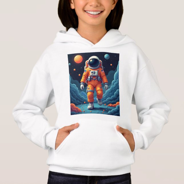 Spaceman Pullover Hoodie T Shirt (Framsida)