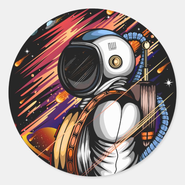Spaceman Runt Klistermärke (Framsida)