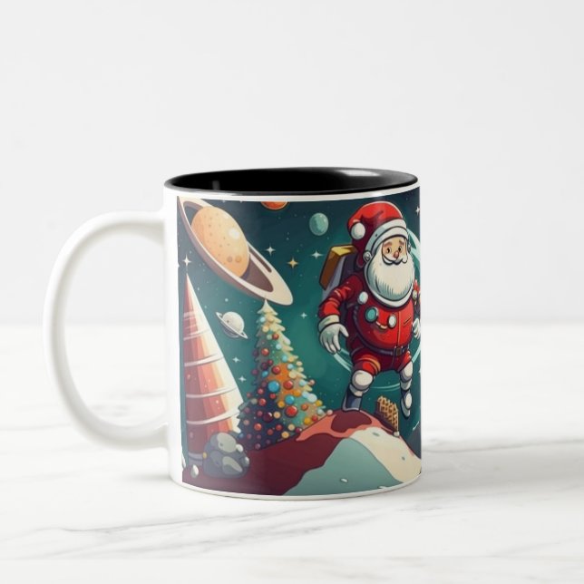 Spaceman Santa roligt Två-Tonad Mugg (Vänster)