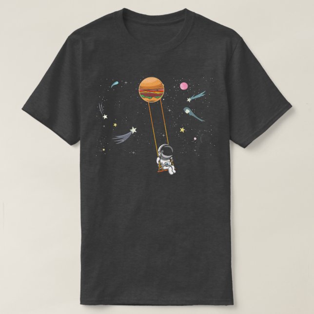 Spaceman sveper på en Burger, Planets Cheeseburger T Shirt (Design framsida)