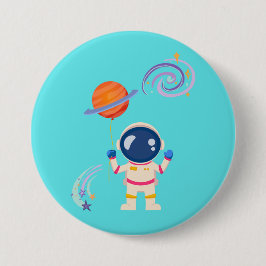 Spaceman tecknad äventyr. knapp