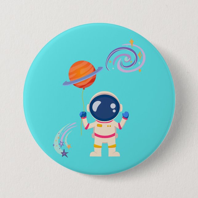 Spaceman tecknad äventyr. knapp (Framsida)