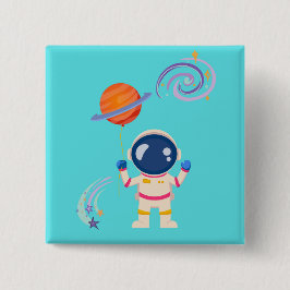 Spaceman tecknad äventyr. knapp