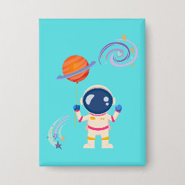 Spaceman tecknad äventyr. knapp