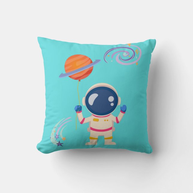 Spaceman tecknad äventyr. kudde (Framsida)