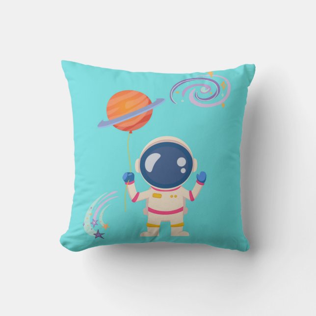 Spaceman tecknad äventyr. kudde (Framsida)