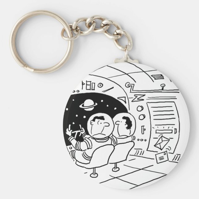 Spacemen i Spaceship har Mail Delivery. Funny Nyckelring (Framsidan)