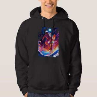 Spacer surfing the waves of an alien planet hangin hoodie