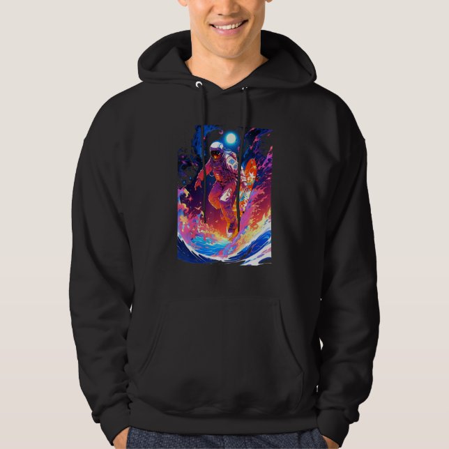 Spacer surfing the waves of an alien planet hangin hoodie (Framsida)
