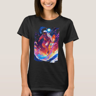 Spacer surfing the waves of an alien planet hangin t shirt