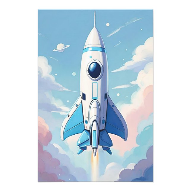 Spaceshifflygning i himmel fototryck (Framsidan)