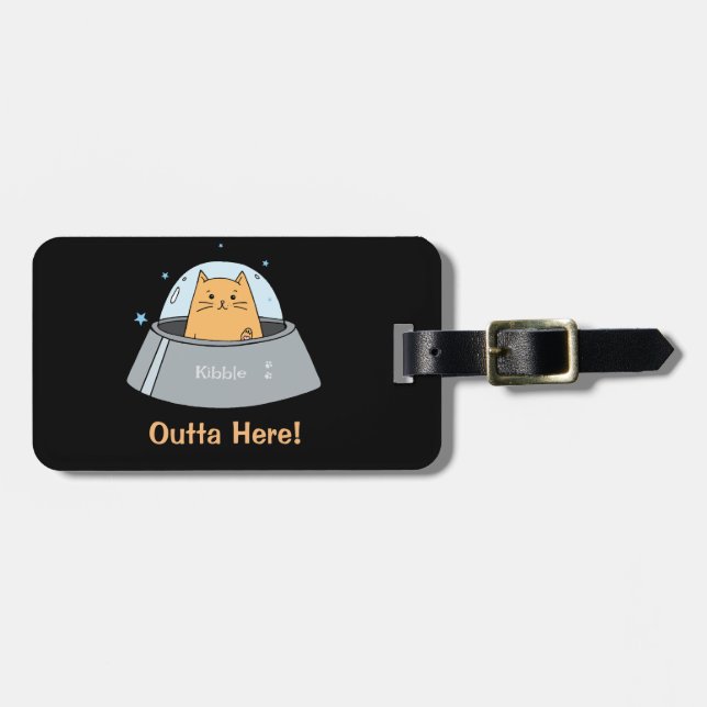 Spaceship Cat Luggage Tag Bagagebricka (Horisontell Framsida)