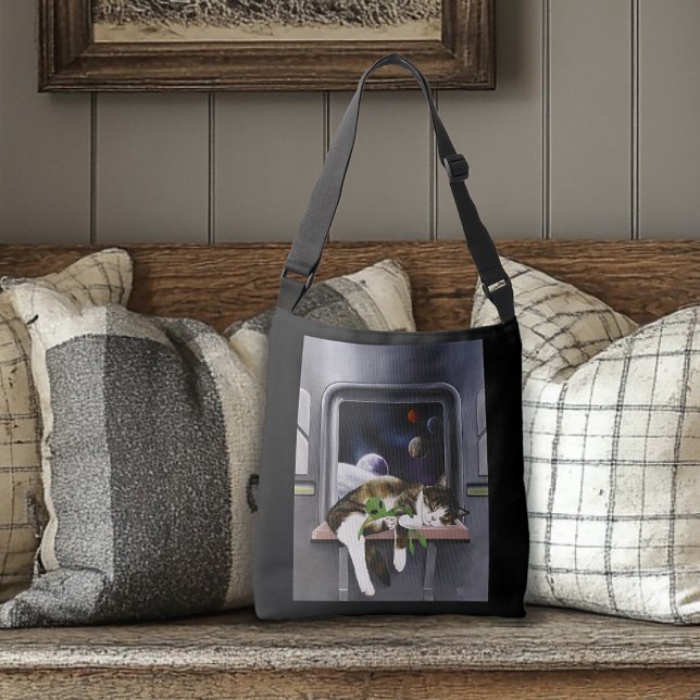 Spaceship Cat Sci-Fi Cute Axelväska (Skapare uppladdad)