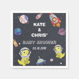 Spaceship Dinosaur Star Planet Galaxy Baby Shower Pappersservett
