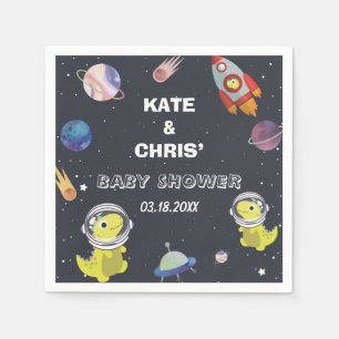 Spaceship Dinosaur Star Planet Galaxy Baby Shower Pappersservett