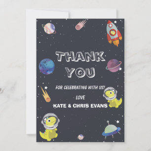 Spaceship Dinosaur Star Planet Galaxy Baby Shower Tack Kort