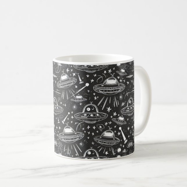 Spaceship Mönster Kaffemugg (Framsida höger)