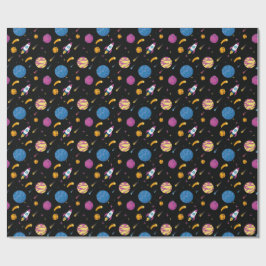 Spaceship Traveling Galaxy Mönster Presentpapper