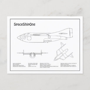 SpaceShipOne - Flygplan BD-plan för blå Teckning Vykort