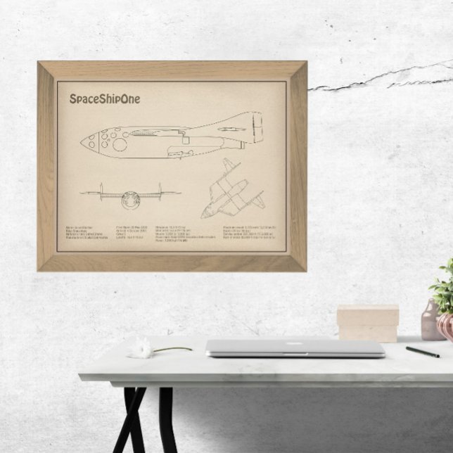 SpaceShipOne - Flygplan Blueprint Teckning Plans S Fototryck (Skapare uppladdad)