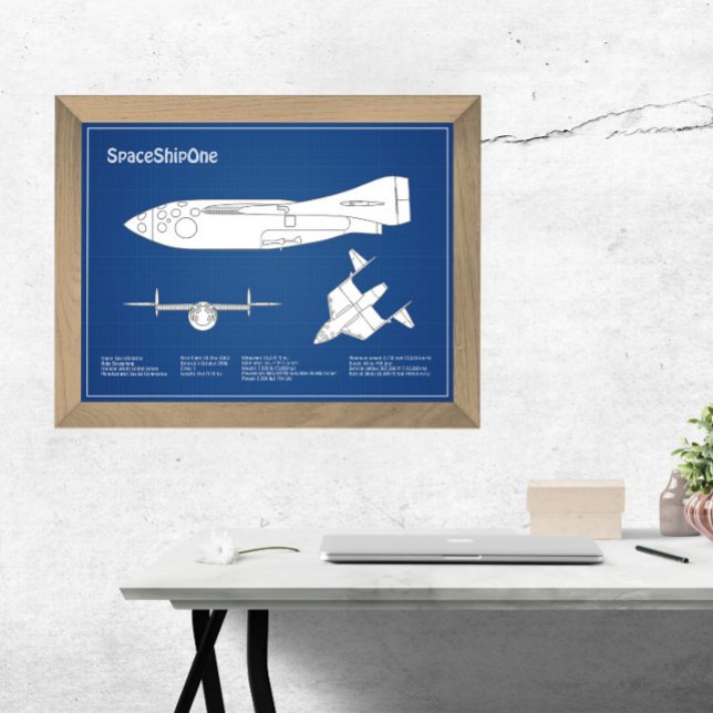 SpaceShipOne - Flygplanets blåplaneringsplaner ABD Fototryck (Skapare uppladdad)