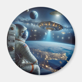 Spaceships och astronaut i Rymden Magnet