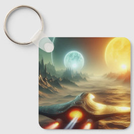 Spaceshiv över Ailen World Nyckelring