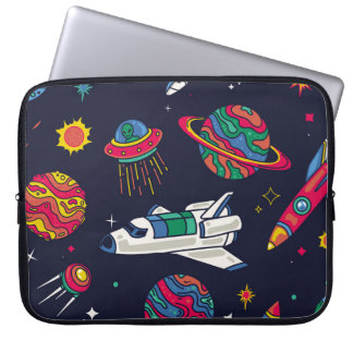 Spacesship in Galaxy seamless mönster. Bakgrund w Laptop Fodral