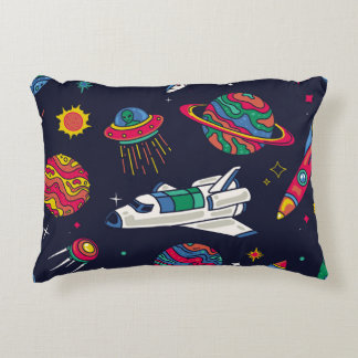 Spacesship in Galaxy seamless mönster. Bakgrund w Prydnadskudde