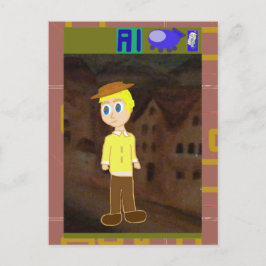 Spacesship in Town Postcard Vykort