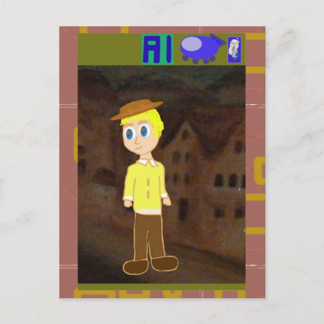 Spacesship in Town Postcard Vykort (Framsida)