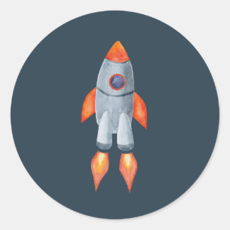 Spacesship Sticker Runt Klistermärke