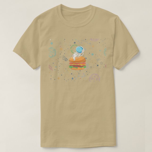 Spacesuit på en burger, Astronaut Planets Cheesebu T Shirt (Design framsida)