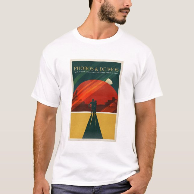SpaceX Mars Phobos and Deimos Tourism Poster T Shirt (Framsida)